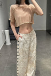 BASERANGE navel-baring T-shirt TOSC-CG-SP24 pink camel